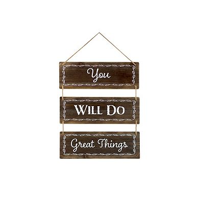 HomeRoots 14" X 12" Brown And White Inspirational Text Wood Wall Decor