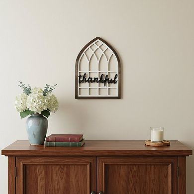 HomeRoots 24" X 17" Brown And White Wood Wall Decor