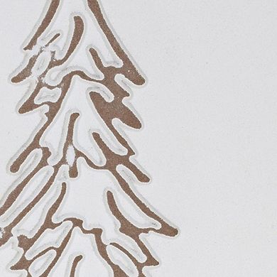 HomeRoots 19" X 10" Natural And White Wood Christmas Tree Hanging Wall Decor