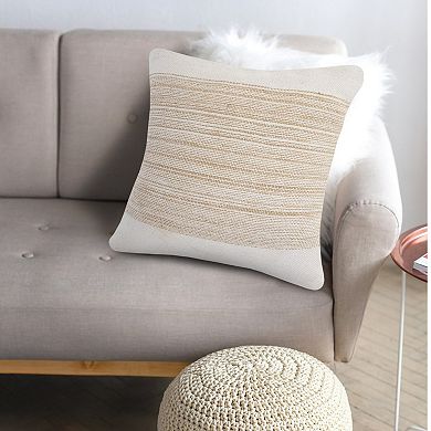 HomeRoots 20" Natural and Ivory Throw Pillow