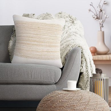 HomeRoots 20" Natural and Ivory Throw Pillow