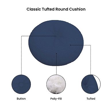 Covers&All Sunbrella Button Tufted Round Seat Cushion, 5" Outdoor/Indoor Pillow for Chair/Barstool