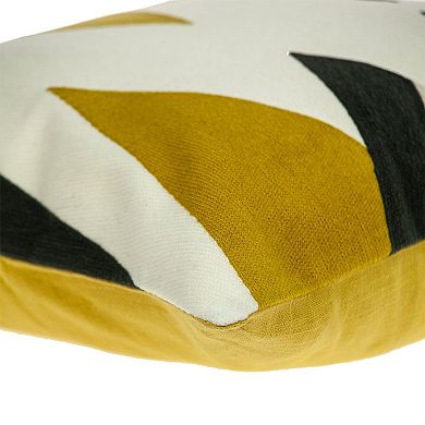 HomeRoots 20" White and Black Cotton Throw Pillow