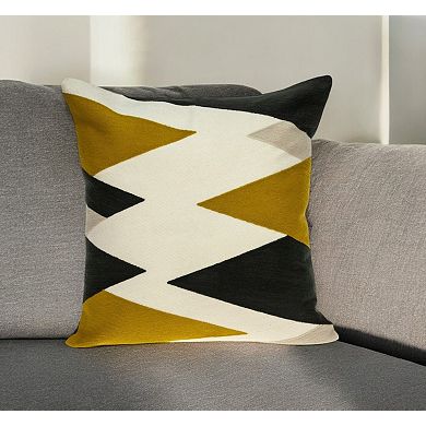 HomeRoots 20" White and Black Cotton Throw Pillow