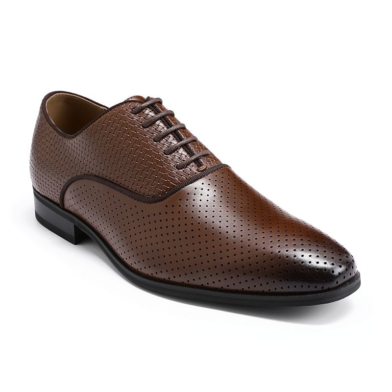 Men's Oxford Dress Shoes Breathable Perforated Woven Business Casual Shoes