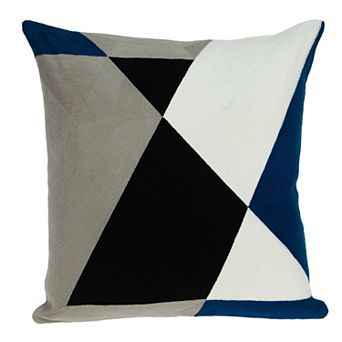 HomeRoots 20" Gray and Black Cotton Throw Pillow