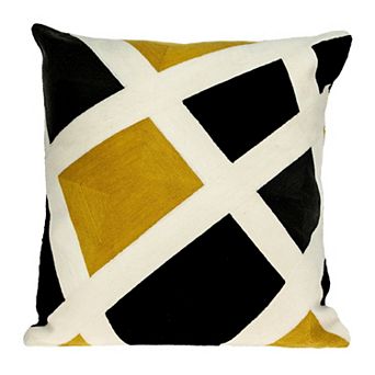 HomeRoots 20" Black White And Yellow Cotton Throw Pillow