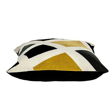 HomeRoots 20" Black White And Yellow Cotton Throw Pillow