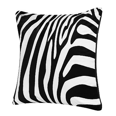 HomeRoots 20" Black And White Fabric Forest Animals Throw Pillow