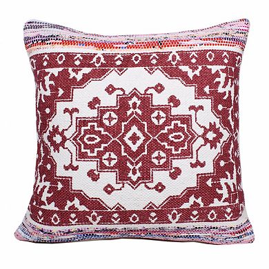 HomeRoots 20" Red and White Throw Pillow