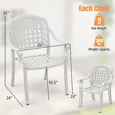 Cast Aluminum Patio Dining Chairs Set of 2 Stackable Outdoor Armchairs