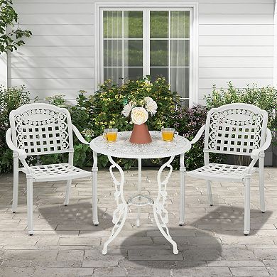 Cast Aluminum Patio Dining Chairs Set of 2 Stackable Outdoor Armchairs