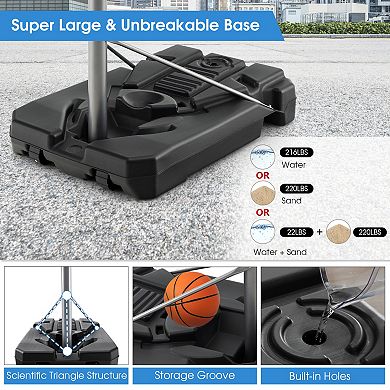 Portable Basketball Hoop with Adjustable 5.4 to 6.6 Ft Height and 44 Inch Backboard