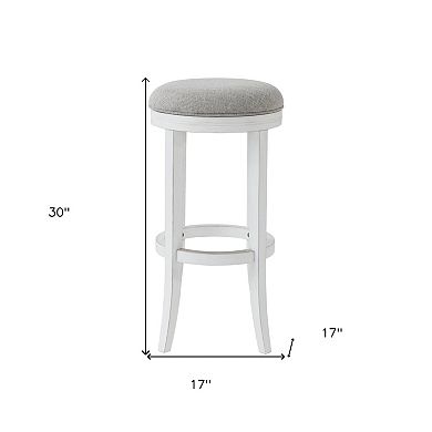 HomeRoots 30" Gray And Antiqued White Solid Wood Swivel Backless Bar Height Bar Chair