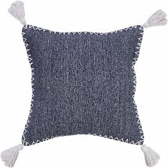 HomeRoots 20" X 20" Deep Blue And White 100% Cotton Zippered Pillow