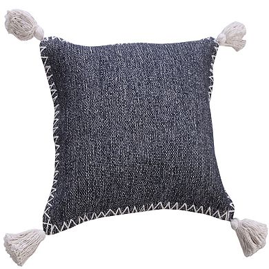 HomeRoots 20" X 20" Deep Blue And White 100% Cotton Zippered Pillow