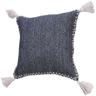 HomeRoots 20" X 20" Deep Blue And White 100% Cotton Zippered Pillow