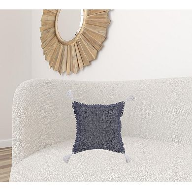 HomeRoots 20" X 20" Deep Blue And White 100% Cotton Zippered Pillow