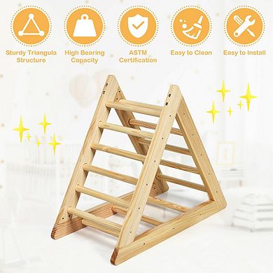 Wooden Climbing Triangle for Toddlers Indoor Foldable Play Gym
