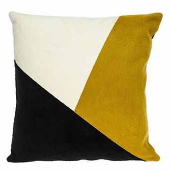 HomeRoots 20" Black and Yellow Cotton Throw Pillow