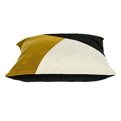 HomeRoots 20" Black and Yellow Cotton Throw Pillow