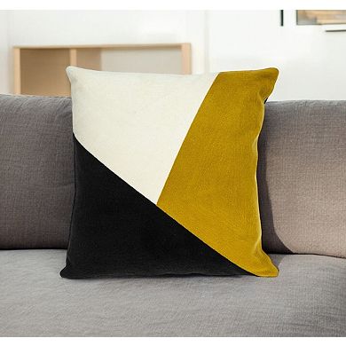 HomeRoots 20" Black and Yellow Cotton Throw Pillow