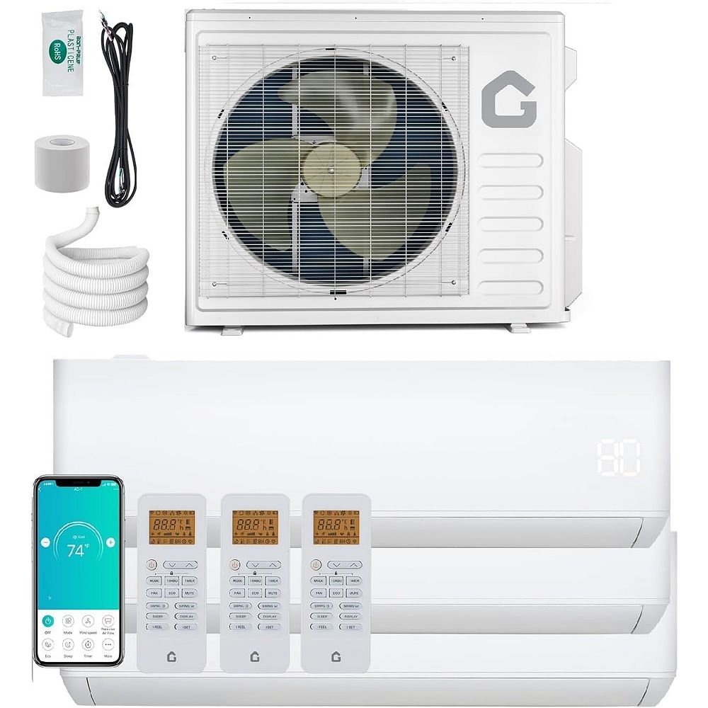 3 Zone Mini Split, 35000 BTU ODU Mini Split Ac/Heating System