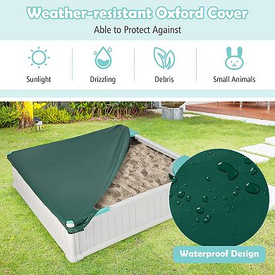 Outdoor Kids Sandbox With Cover and Seats Large HDPE Sand Box