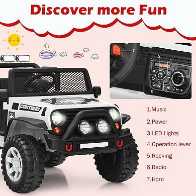 12V Kids Ride On Truck With Remote Control LED Lights And Music