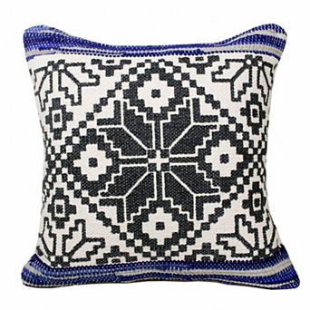 HomeRoots 20" Blue and White Throw Pillow
