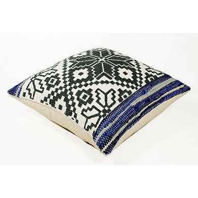 HomeRoots 20" Blue and White Throw Pillow