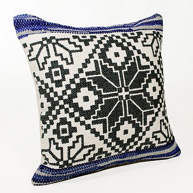 HomeRoots 20" Blue and White Throw Pillow