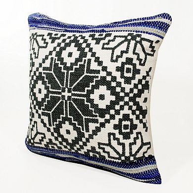 HomeRoots 20" Blue and White Throw Pillow