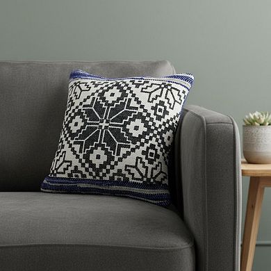HomeRoots 20" Blue and White Throw Pillow