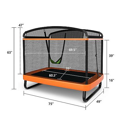 6 Ft Kids Trampoline with Swing and Safety Enclosure