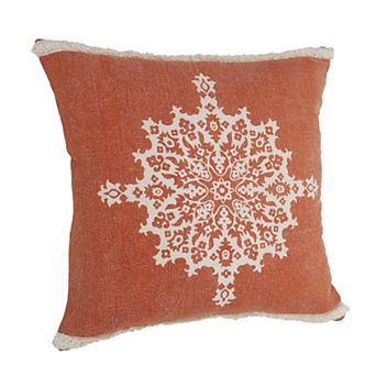 HomeRoots 20" Orange and Off White Throw Pillow