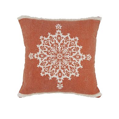 HomeRoots 20" Orange and Off White Throw Pillow