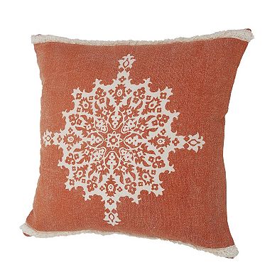 HomeRoots 20" Orange and Off White Throw Pillow