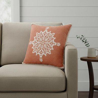 HomeRoots 20" Orange and Off White Throw Pillow