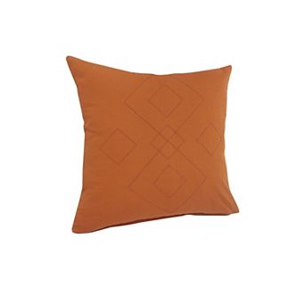 HomeRoots 20" Orange And Dark Orange Diamond Cotton Throw Pillow