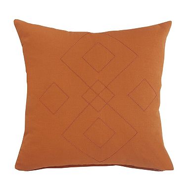 HomeRoots 20" Orange And Dark Orange Diamond Cotton Throw Pillow