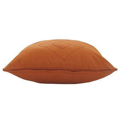 HomeRoots 20" Orange And Dark Orange Diamond Cotton Throw Pillow