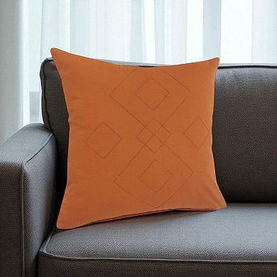 HomeRoots 20" Orange And Dark Orange Diamond Cotton Throw Pillow