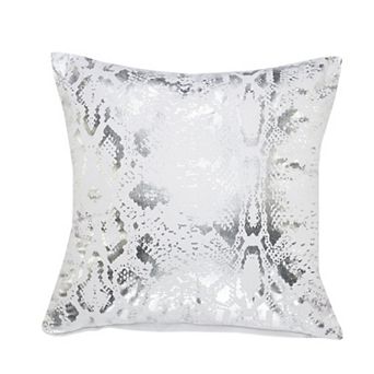 HomeRoots 20" X 20" White And Silver 100% Cotton Animal Print Zippered Pillow