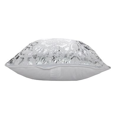 HomeRoots 20" X 20" White And Silver 100% Cotton Animal Print Zippered Pillow