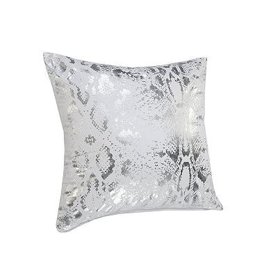 HomeRoots 20" X 20" White And Silver 100% Cotton Animal Print Zippered Pillow