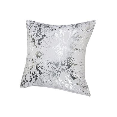 HomeRoots 20" X 20" White And Silver 100% Cotton Animal Print Zippered Pillow