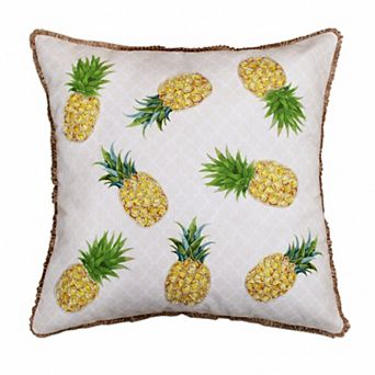 HomeRoots 20" X 20" Yellow And Green Polyester Tropical Zippered Pillow