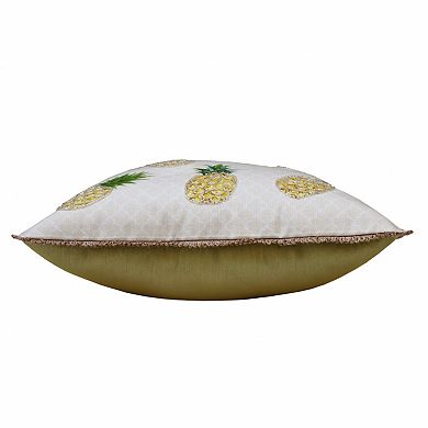 HomeRoots 20" X 20" Yellow And Green Polyester Tropical Zippered Pillow