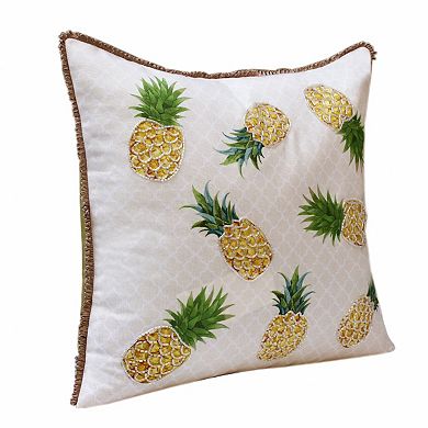 HomeRoots 20" X 20" Yellow And Green Polyester Tropical Zippered Pillow